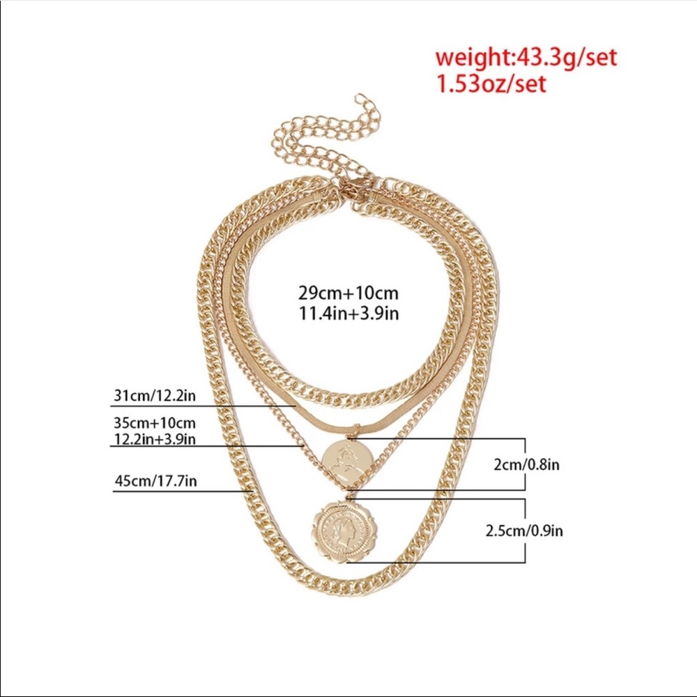 Multilevel SilverHead Coin Thick Chain Necklace - Picture 4 of 4